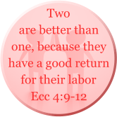 Two are better than one, because they have a good return for their labor  Ecc 4:9-12