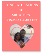 CONGRATULATIONS  TO  MR. & MRS.  BONAVIA CAMILLERI