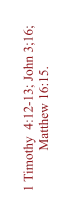 1 Timothy  4:12-13; John 3;16; Matthew 16:15.